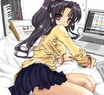 black_hair clannad computer hikarizaka_private_high_school_uniform ichinose_kotomi instrument keyboard_(computer) keyboard_(instrument) laptop musical_note panties purple_eyes roland_(company) roland_tr-909 school_uniform solo synthesizer toshi_(little-fluffy-cloud) two_side_up underwear white_panties 