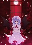  bad_id bad_pixiv_id blue_hair choker crossed_arms full_moon hat moon nyanya petals red_eyes remilia_scarlet ribbon smirk solo standing touhou translated wavy_hair window wings wrist_cuffs 