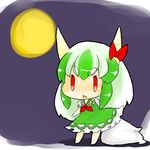  bad_id bad_pixiv_id chibi ex-keine horn_ribbon horns kamishirasawa_keine long_hair mousou_youjo multicolored_hair red_eyes ribbon solo tail touhou 