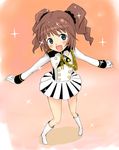  black_eyes boots brown_hair foreshortening gloves idolmaster idolmaster_(classic) idolmaster_live_for_you! majorette non-web_source open_mouth short_hair solo sparkle takatsuki_yayoi twintails 