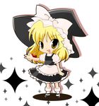  blonde_hair braid chibi hair_ribbon hat kirisame_marisa ribbon sakaki_(sakaking) short_hair side_braid solo touhou witch_hat yellow_eyes 