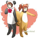  amami_haruka animal_costume dorei_k idolmaster idolmaster_(classic) idolmaster_live_for_you! multiple_girls panda_costume takatsuki_yayoi twintails 