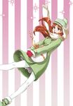  absurdres bleach brown_eyes coat dress gift gloves hat highres holding holding_gift inoue_orihime kubo_taito long_hair official_art orange_hair pantyhose scarf smile white_legwear winter_clothes 