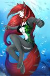  breasts cat cleavage clothed clothing feline female hair mammal red_hair solo swimsuit underwater water wolflady 