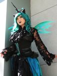  clothing cosplay dress female friendship_is_magic green_eyes green_hair hair horn human lips long_hair looking_up mammal my_little_pony nails outside photo queen_chrysalis_(mlp) real solo standing yaya_han yayahan 