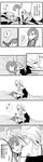  anna_(frozen) bed comic elsa_(frozen) frozen_(disney) greyscale highres monochrome multiple_girls shizu25 strap_slip 