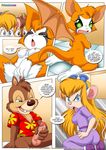  bat blue_eyes breasts chip_&#039;n_dale_rescue_rangers chip_'n_dale_rescue_rangers clothing comic coveralls dale_(cdrr) dialog disney dust:_an_elysian_tail embarrassed female fidget fingering gadget_hackwrench hair long_hair male mammal masturbation mouse nimbat palcomix penis pussy rodent text video_games 