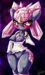  &lt;3 absurd_res anthro anthrofied blush breasts clothed clothing crystals diancie dimwitdog dress female flashing half-dressed happy heart_pupil hi_res legendary_pok&#233;mon looking_at_viewer nintendo nipples pink_eyes pok&#233;mon pok&eacute;mon purple_nipples pussy red_sclera smile solo standing teeth thick_thighs video_games wide_hips 