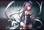  dress hc horns jpeg_artifacts long_hair pink_eyes pixiv_fantasia purple_hair signed thighhighs 