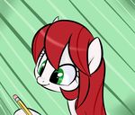  animated equine female feral green_eyes hair happy horse jessy long_hair mammal my_little_pony original_character palette_swap pencil pony red_hair solo 
