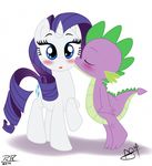  blue_eyes blush cutie_mark duo equine eyes_closed eyeshadow female friendship_is_magic horn horse kissing makeup male mammal my_little_pony pia-sama plain_background pony purple_eyes rarity_(mlp) spike_(mlp) standing straight unicorn white_background 