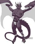  abs anklet anthro barefoot biceps bracelet bulge claws clothing crossed_arms digitigrade dragon dragon_wings flying front grey_skin hairless horn inkydemon jewelry jockstrap leather loincloth long_tail looking_at_viewer male muscles paws pecs pinup plain_background pose purple_skin red_eyes ring scalie simple_background smile solo spikes spread_wings standing thick_tail toe_claws toned toorak topless underwear valrog western_dragon white_background wings 