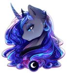  alpha_channel blue_hair crown equine female friendship_is_magic fur hair horn horse koveliana long_hair mammal my_little_pony plain_background pony portrait princess_luna_(mlp) sad solo sparkle tears transparent_background unicorn 