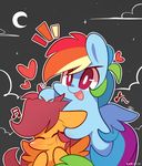  &lt;3 cloud duo equine female friendship_is_magic hair horse hug lifeloser mammal moon multi-colored_hair musical_note my_little_pony night pegasus pony purple_eyes purple_hair rainbow_dash_(mlp) rainbow_hair scootaloo_(mlp) sky stars wings 