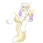  breasts digimon female looking_at_viewer lying nipples nude on_back pira plain_background pussy renamon solo spread_legs spreading white_background 