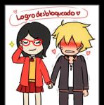  1boy 1girl black_hair blonde_hair canon_couple female male naruto naruto_(series) uchiha_sarada uzumaki_boruto 