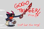  guts_(kill_la_kill) hood hoodie kill_la_kill living_clothes no_humans red_eyes riding saliva scissor_blade senketsu silver_lunar tongue yellow_sclera 