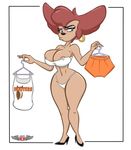  black_nose blue_eyes bra breasts brown_hair cleavage clothed clothing ear_piercing female goof_troop hair hanger heels high_heels hoop_earrings hooters joelasko lips milf mother navel parent peg_pete phillipthe2 piercing solo thick_thighs thong underwear wide_hips 