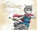  anthro balls belt bottomless canine cape clothing cosplay cub fangs fur harmarist magic_wand male mammal necklace ni_no_kuni oliver_(ni_no_kuni) pendant sheath sheath_and_knife shirt smile solo tunic wand wolf young 