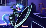  crossover equine eyewear female friendship_is_magic glasses horn horse identity_disc mammal my_little_pony pony siden smile solo tron unicorn vinyl_scratch_(mlp) 