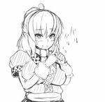  ahoge blush breasts greyscale large_breasts looking_at_viewer mizuhashi_parsee monochrome nervous peso_(cheese_company) shirt sketch smile solo touhou upper_body white_background 