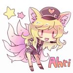  :d ahri alternate_color alternate_costume alternate_eye_color alternate_hair_color alternate_hairstyle animal_ears bangs blonde_hair blush bow character_name chibi cosplay cross-laced_footwear epaulettes fox_ears fox_tail full_body girls'_generation gradient hand_on_hip hand_on_own_knee hat hat_bow headset heart heart_necklace idol jacket jewelry league_of_legends leaning_forward long_hair long_sleeves looking_at_viewer lowres multiple_tails necklace no_nose open_clothes open_jacket open_mouth peaked_cap popstar_ahri purple_eyes shimatta shoes short_shorts shorts simple_background smile solo star tail wavy_hair white_background zipper |_| 