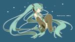  aqua_eyes aqua_hair hatsune_miku hayato_(meromoni) long_hair necktie sitting solo star twintails vocaloid 