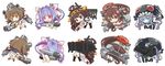  ass back blue_hair brown_hair chibi grey_hair highres i-19_(kantai_collection) kantai_collection kongou_(kantai_collection) multiple_girls omone_chou shinkaisei-kan torpedo wo-class_aircraft_carrier yamato_(kantai_collection) yukikaze_(kantai_collection) 