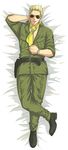  ascot blonde_hair dakimakura full_body highres kazuhira_miller male_focus metal_gear_(series) metal_gear_solid_peace_walker solo sunglasses 