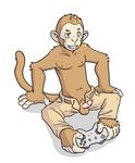  blueballs brown_hair hair male mammal monkey nude prehensile_feet primate 