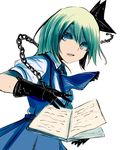  alice_margatroid alice_margatroid_(pc-98) blonde_hair blue_eyes book book_focus chain gloves hair_ribbon ne_kuro neckerchief ribbon short_hair skirt solo suspenders touhou touhou_(pc-98) younger 