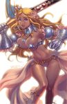  armor backlighting bare_shoulders bikini_armor blonde_hair breasts code_of_princess crown downscaled flower gauntlets hair_flower hair_ornament huge_weapon large_breasts long_hair md5_mismatch resized revealing_clothes robert_porter solange_blanchefleur_de_luxe solo sword weapon 