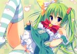  blush green_hair long_hair melon-chan melonbooks ryohka thighhighs twintails underwear 