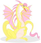  alpha_channel cyan_eyes dragon elsdrake female fluttershy_(mlp) friendship_is_magic hair my_little_pony open_mouth pink_hair plain_background solo transparent_background wings 