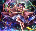  alternate_breast_size barefoot bowl breasts double_dealing_character fan hat japanese_clothes kimono large_breasts open_mouth purple_eyes purple_hair satoji_(ochanomkmskry) short_hair smile solo sukuna_shinmyoumaru touhou 