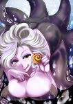  :q absurdres breasts cleavage hal_(goshujinomocha) highres huge_breasts jewelry lips monster_girl nail_polish pendant scylla shell short_hair smile solo tentacles the_little_mermaid tongue tongue_out ursula_(disney) white_hair yellow_eyes 