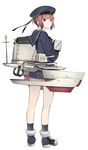  bangs blunt_bangs brown_eyes brown_hair clothes_writing dress hat highres kantai_collection long_sleeves looking_at_viewer looking_back sailor_collar sailor_dress sailor_hat short_hair solo suzume_yuu z3_max_schultz_(kantai_collection) 