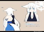  animal_ears blue_eyes character_sheet check_translation fox_ears fox_tail japanese_clothes konshin long_hair multiple_views orie_mishiro pixiv_fantasia pixiv_fantasia_fallen_kings tail translated translation_request white_hair 