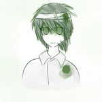  aojiru_(yume_2kki) bandages blood blood_on_face bloody_clothes green_eyes green_hair highres short_hair smile yume_2kki 