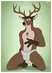  antlers barefoot bulge cervine deer horn male mammal sigma_x solo topless underwear 