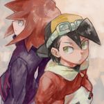  bangs goggles goggles_on_head gold_(pokemon) multiple_boys pokemon pokemon_special red_hair silver_(pokemon) yapo_(mess) 