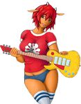  anthro antiheld breasts caprine female guitar hair hi_res horn instrument lammy_lamb lipstick looking_at_viewer mammal panties parappa_the_rapper red_hair sheep smile socks solo sr standing um_jammer_lammy underwear 