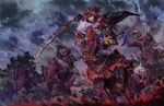  animal armor cape horse iceojin long_hair male pixiv_fantasia red_eyes red_hair sword weapon 