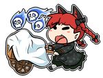  animal_ears bad_id bad_pixiv_id blush_stickers cart cat_ears chibi extra_ears fang ghost inunoko. kaenbyou_rin pushcart red_hair skull solo touhou 