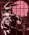  animal_ears highres long_hair monochrome original solo tsukimi_(yukinagi) tsukimi_shokudouki yukinagi 