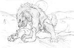  anal anal_penetration anthro balls black_and_white canine duo erection forced gay human human_on_anthro interspecies laughingartist male mammal monochrome penetration penis sex simple_background sketch were werewolf 