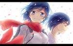  alternate_hairstyle bad_id bad_pixiv_id black_hair blue_eyes blush closed_eyes kill_la_kill kiryuuin_satsuki matoi_ryuuko migihiko multicolored_hair multiple_girls scarf short_hair smile spoilers two-tone_hair 