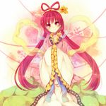  bad_id bad_pixiv_id blush floral_background flower hair_rings jewelry long_hair magi_the_labyrinth_of_magic miiko_(somnolent) red_eyes red_hair ren_kougyoku smile solo 