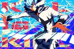  bad_id bad_pixiv_id blue_hair domu_(hamadura) glasses inumuta_houka kill_la_kill male_focus smile solo uniform 