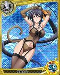  black_hair breasts cleavage corset fake_animal_ears garter_belt high_school_dxd himejima_akeno large_breasts lingerie long_hair ponytail purple_eyes tagme tail thighhighs 